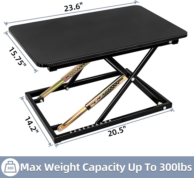 Standing Desk Converter, Height Adjustable Sit Stand Desk Converter, Fully Assembled Monitor Desk Riser for Standing or Sitting, Black, Pattern - Image 3