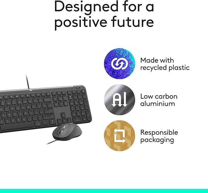 Logitech Signature Slim MK625 for Business Keyboard and Mouse - Graphite | Optical wired mouse, full-size keyboard, plug-and-play, compatible with Windows, Mac, Chrome, PC, laptops, for business - Image 8