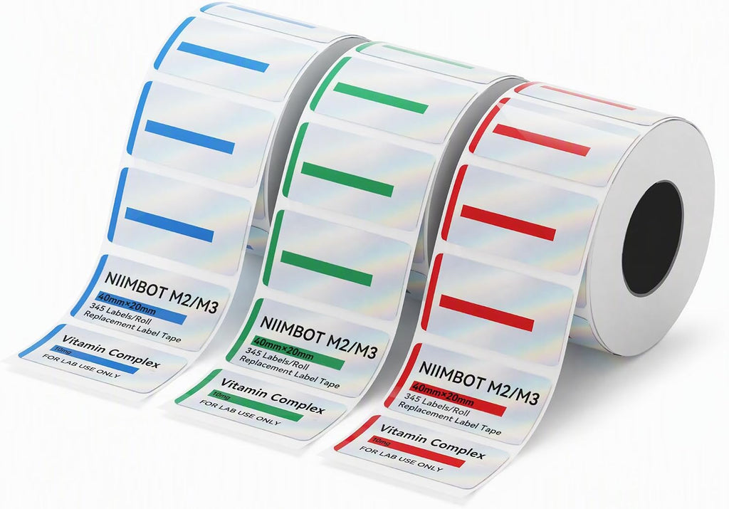 NIIMBOT M2/M3 Thermal Transfer Labels 3 Rolls 1.57''×0.79'' Multi-Color Set by NIIMBOT