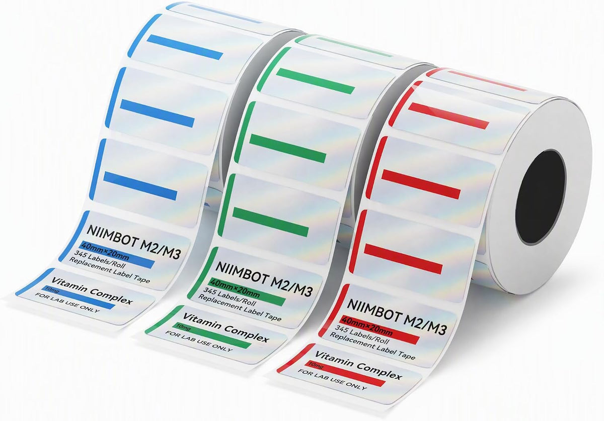 NIIMBOT M2/M3 Thermal Transfer Labels 3 Rolls 1.57''×0.79'' Multi-Color Set by NIIMBOT