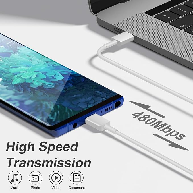 USB C Charger Type C Charger Fast Charging Long 6FT 45W Samsung Charger | for iPhone Air/17 Plus/17 Pro/17 Pro Max/16 Plus/16 Pro/16 Pro Max/15 Pro Max/iPad Pros/Samsung Galaxy S26/S25,Android(White) - Image 4