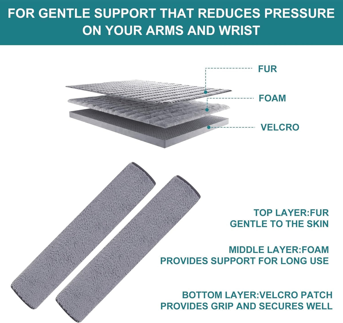Small Office Chair Arm Covers Protectors, 2-Pack Chair Arm Pads with Straps - Image 3