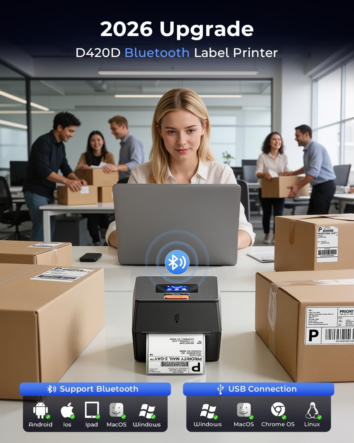 Phomemo D420D Shipping Label Printer & Packs of 250pcs 4x6 Thermal Labels - Image 4