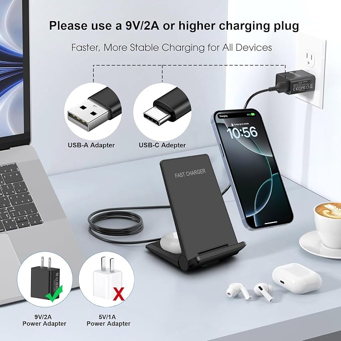 PDKUAI 2 in 1 Wireless Charger,[New Update] 25W Foldable Wireless Charging Station for Samsung Galaxy 25/24/23/Note 20/Buds3,Dual 15W Fast Dual Induction Charge Stand for iPhone 17/17 Pro/16/15/14 - Image 5
