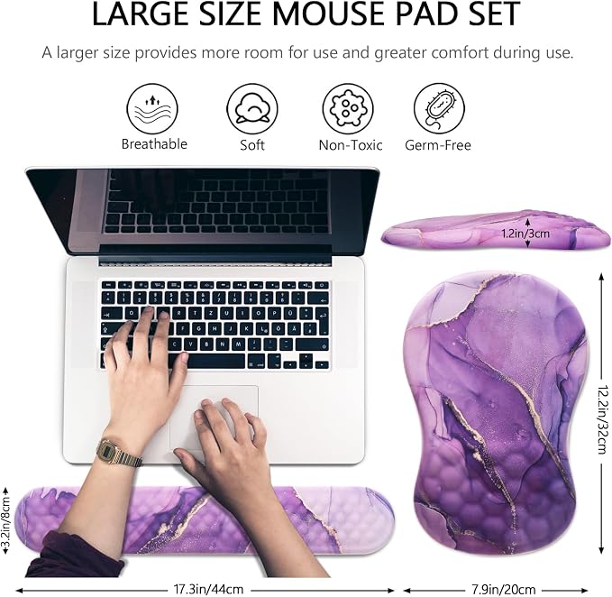 Ergonomic Mouse Pad with Wrist Support and Keyboard Wrist Rest Set | Memory Foam Wrist Cushion, Non-Slip PU Base, Massage Design, Relieves Wrist Pressure for Work, Gaming & Office Use - Image 5