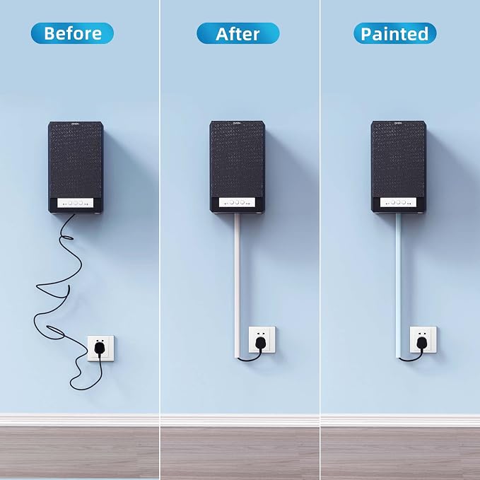 Yecaye 128in Mini Cord Hider, On-Wall Cord Cover, W0.5in H0.31in, White | Small Cord Covers for Wires on wall, Cable Management Hider for Single Wire, Cable Cover - Image 5