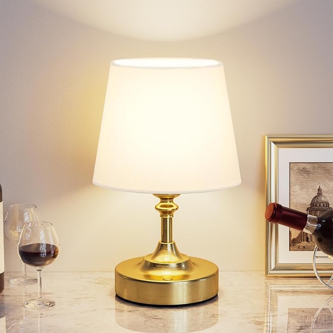 Kakanuo Mini Cordless Table Lamp Gold - 1 Pack 4000mAH Battery Operated Lamp for Decor, 3000K Stepless Dimming Touch Control Rechargeable Lamp for Bedroom, Dining Table, Counter, Living Room by KakanuoLightings