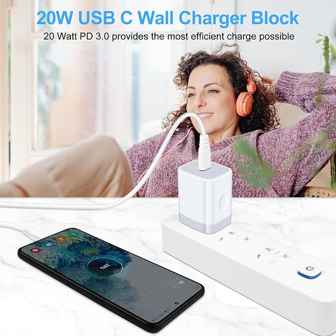 Fast Charger Block for Samsung Galaxy A17 A16 5G,A36,A37,S26 Ultra,S25 FE | Type C Charger Box Wall Plug Adapter+6FT USB C to C Cable for A54,Z Fold/Flip8,S24,A15,A53;iPhone 17 Pro Max 16e;Pixel 10 9a - Image 5
