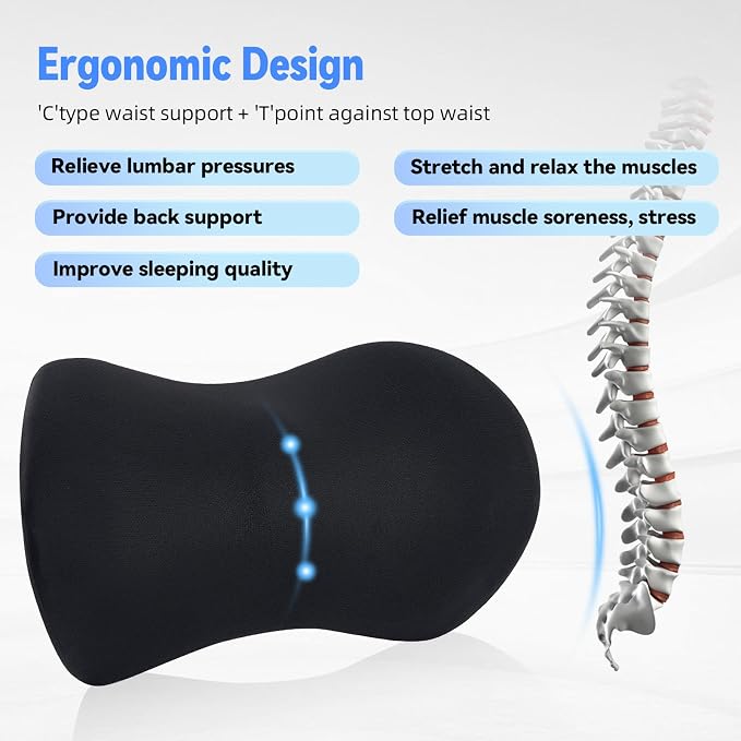 Lumbar Support Pillow for Office Chair and Car Seat, Lumbar Pillow with Adjustable Strap, Memory Foam Back Pillow for Lower Back Pain Relief, Back Support Pillow for Sitting, Driving, Traveling - Image 4