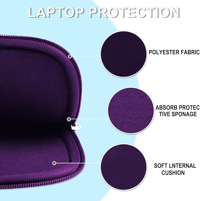 Laptop Sleeve Case 15.6 inch, Shockproof Protective Laptop Cover Carrying Computer Bag with Accessory Pocket Portable Computer Sleeve Compatible with HP, Dell, Lenovo, Asus, Dark Purple - Image 5