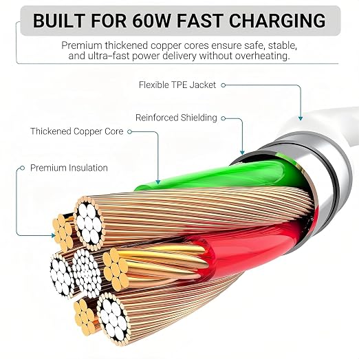 3-Pack USB-C to USB-C Fast Charging Cable for iPhone 17, 16,15 – White | Type-C Power Cord, (60W 3ft/6ft/10ft), Compatible with iPhone 17,16,15 Pro Max, iPad, & for Samsung Galaxy S26, S25, S24 - Image 2