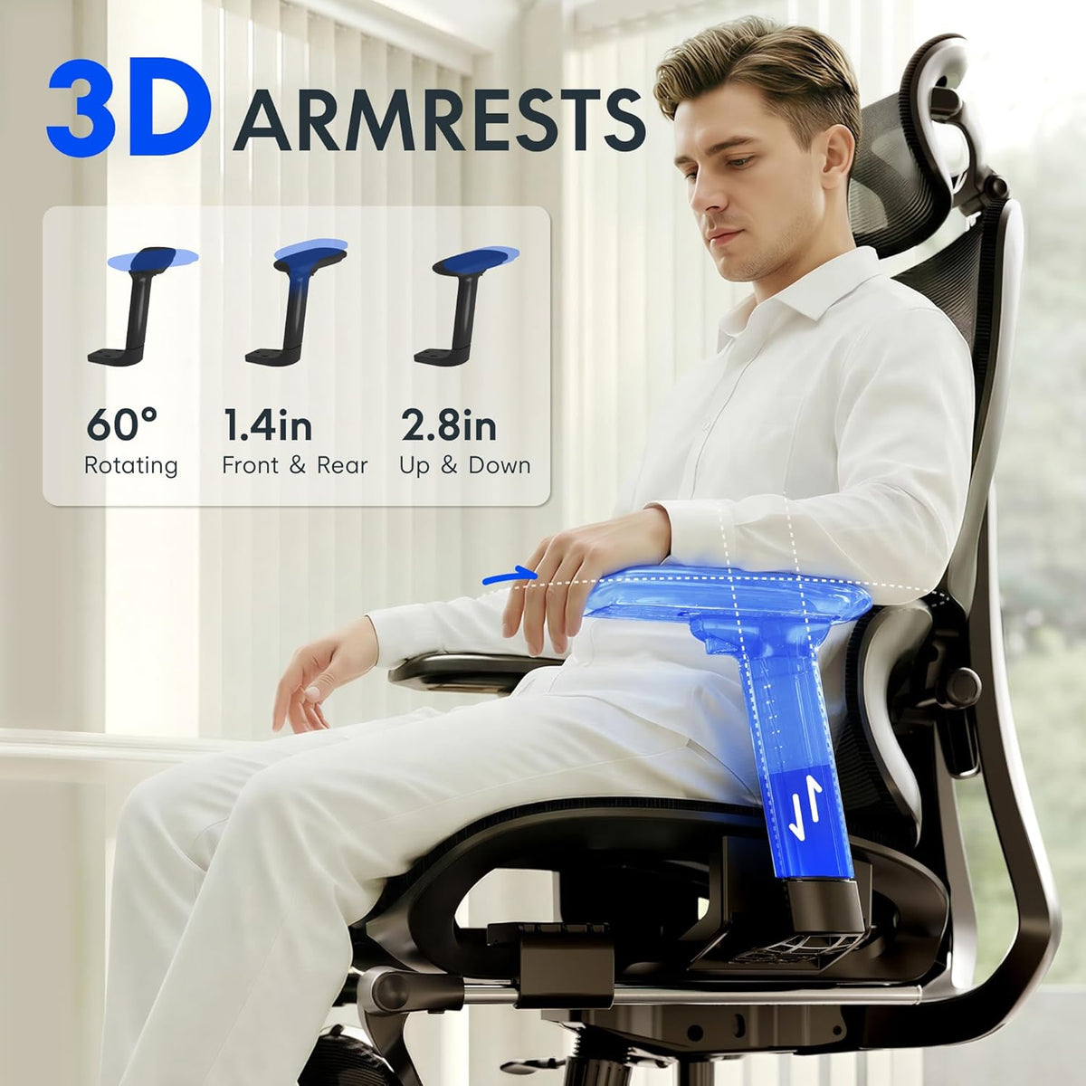 FLEXISPOT ErgoX Premium Ergonomic Office Chair Cream-FT - Image 4