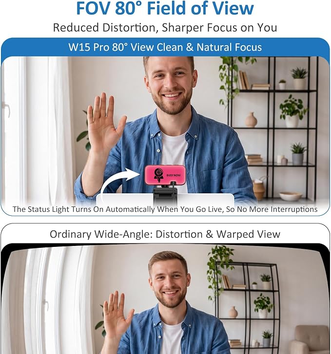4K Webcam for PC, AutoFocus Webcam with Light for Desktop Computer | Web Camera with Microphone, FOV 80°, USB Plug and Play, Laptop Web Cam for Live Streaming, Online Teaching, Meetings - Image 8
