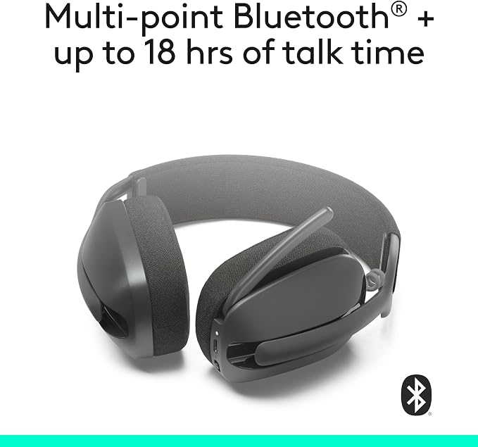 Logitech Zone Vibe 100 Lightweight Wireless Over Ear Headphones - Graphite | Lightweight, over-ear, multipoint Bluetooth, works with Teams, Google Meet, Zoom, PC/Mac, microphone - Image 5