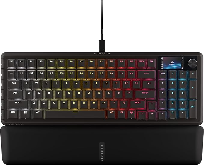 Corsair Vanguard 96 Wired Mechanical Gaming Keyboard – 96% Layout, MLX Plasma Linear Switches, 8000Hz Polling, LCD Display, Virtual Stream Deck, G-Keys, SOCD Flashtap, QWERTY US – Black by Unknown