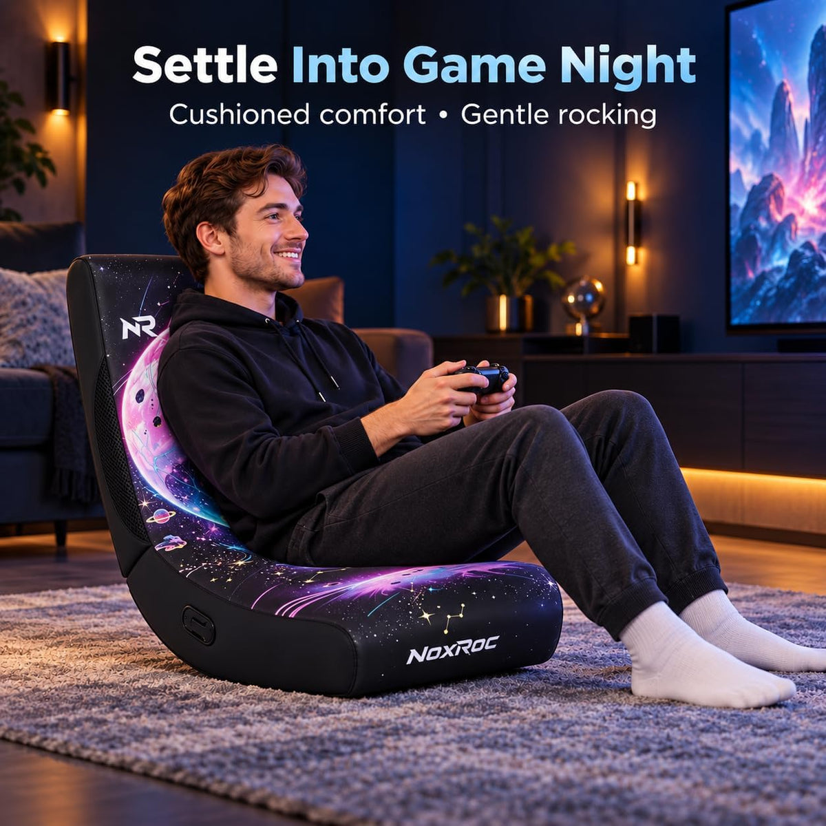 Folding Rocking Gaming Floor Chair No Wheels, Video Game Rocker Chair - Image 3