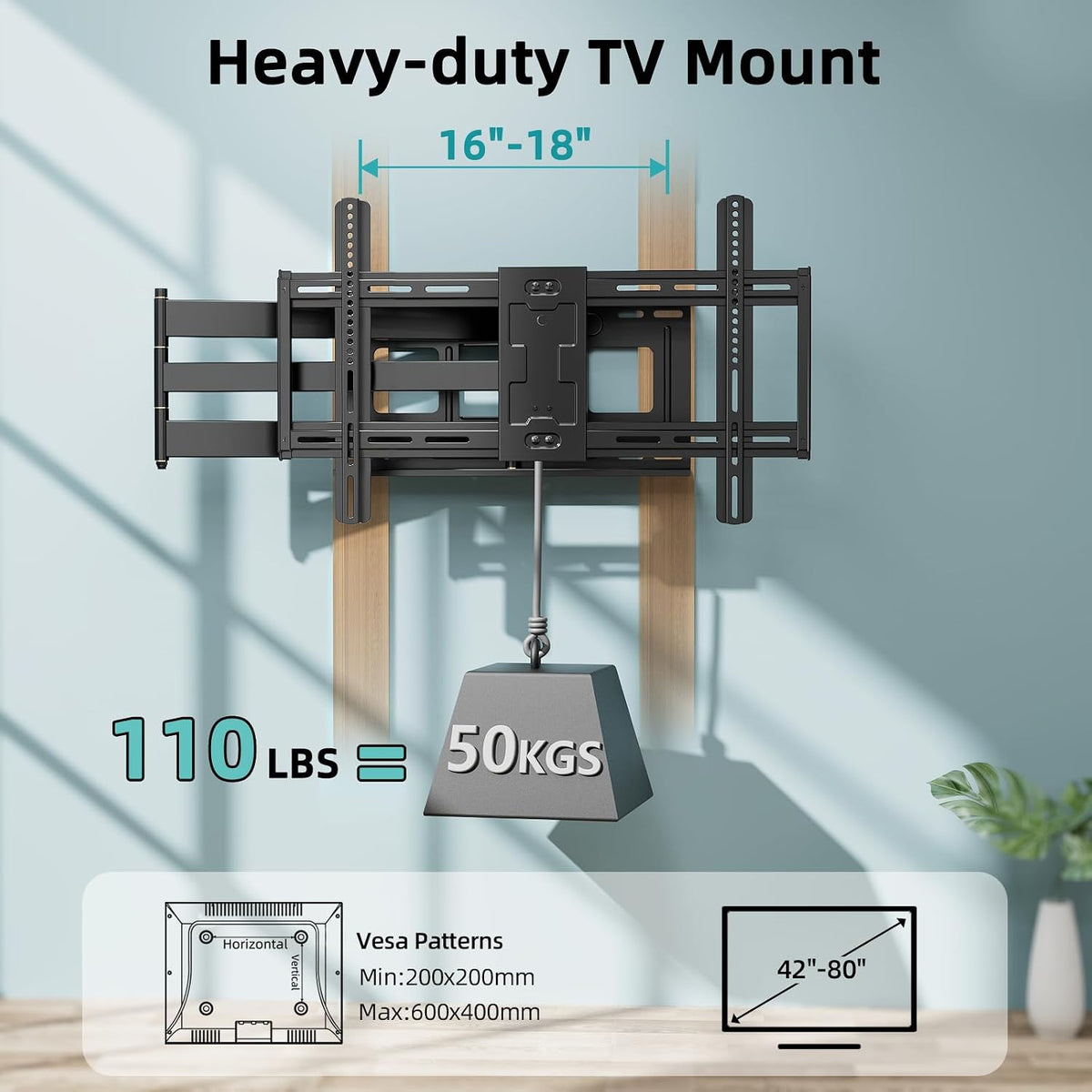 Extra Long Arm Full Motion TV Wall Mount For 42–80” TVs - Image 3