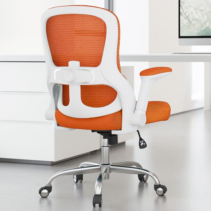 400LB Office Chair: Mesh Ergonomic Desk Chair Comfy with Lumbar Support | Computer Chair Ergonomic Gaming Chairs for Adults with Wheels&Flip up Armrests-Swivel Executive Task Chairs (Orange) by Veratric