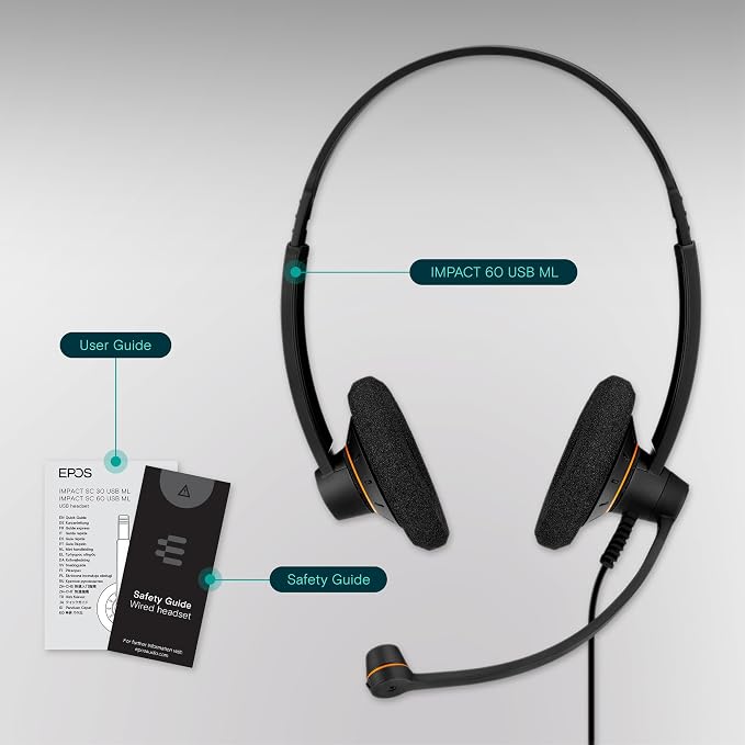 EPOS Sennheiser Consumer Audio SC 60 USB ML (504547) - Double-Sided Business Headset | For Skype for Business | with HD Sound, Noise-Cancelling Microphone, & USB Connector (Black) - Image 8