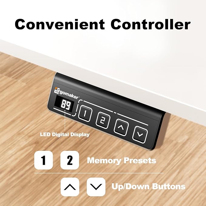 47"x24" Standing Desk, Height Adjustable Sit-Stand Office, White | Electric Adjustable Standing Desk, Sit to Stand Computer Office Desk with Splice Board, Memory Preset, Lifts 28.7''-46.5" - Image 7
