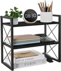 YINMIT Desktop Shelf Organizer, 2 Tier Office Shelves, Wood Desk Organizer Storage Rack and Freestanding Display Shelf for Office, Dormitory, Home(Black) by YINMIT