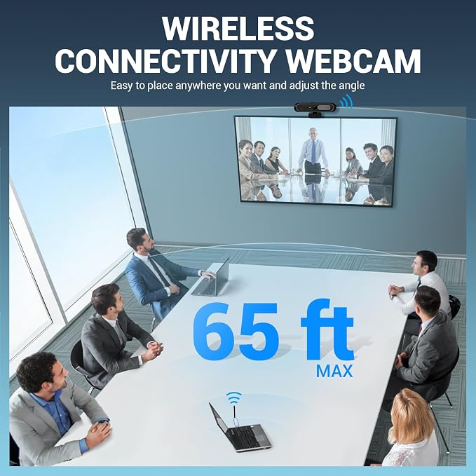 Gsou Wireless Webcam 1080P Full HD with Auto Electric Privacy Cover -2.4G Rechargeable Wireless Computer Camera with Manual Focus Ring, Half-Day Battery Life, Webcam for Streaming, Teams, Zoom, PC/Mac - Image 2