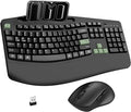 Wireless Keyboard and Mouse Combo, 2.4G Ergonomic Wave Keys(AvocadoGreen) | Full Size Ergonomic Keyboard with Wrist Rest, Phone Holder, 3-Level DPI Silent Mouse with 6-Buttons,for Windows/Mac OS/Laptop by Unknown