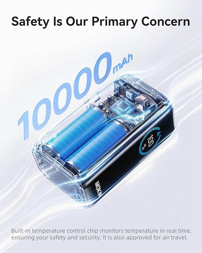 MOKiN Portable Charger with Built-in Retractable USB-C Cable, 45W Fast Charging 10000mAh Power Bank, Compact Travel Battery Pack for iPhone 17/16, Samsung Galaxy, iPad, Pixel and More - Image 4