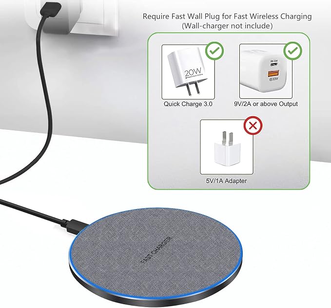 20W Fast Wireless Charger Pad,USB-C Wireless Phone Charging Station | Metal Frame Design,[20W SUPER Fast Charging] Wide Compatible with iPhone 17-11/Airpods,Samsung Galaxy/Buds,LG/Pixel -Gray - Image 5
