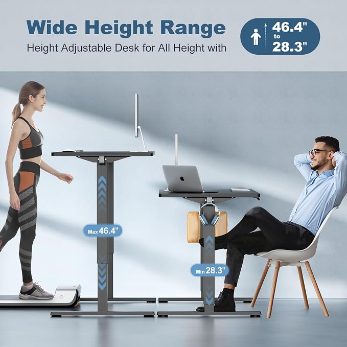 DUMOS 40 Inch Electric Standing Desk, Memory Adjustable Home Office Desk | Sit Stand Up Desk for Work Home Office,Adjustable Desk, Rising Computer Table with Splice Board,Cable Management,Hook,Black - Image 4