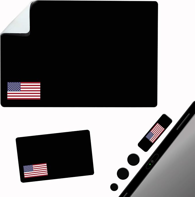 Mouse Pad Adhesive Bottom - Sticks to Any Surface - Portable - Webcam Covers and Screen Cleaner Included (USA Flag) by GeckoTravelTech