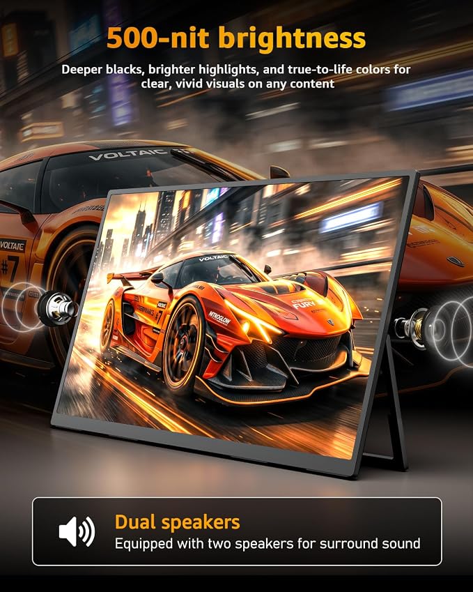 Yodoit Portable Monitor for Laptop 23.8" 144Hz 1080P Travel Gaming Monitor Screen IPS Display with USB Type C Port and Built-in Speakers Compatible with PC, Xbox Black - Image 6