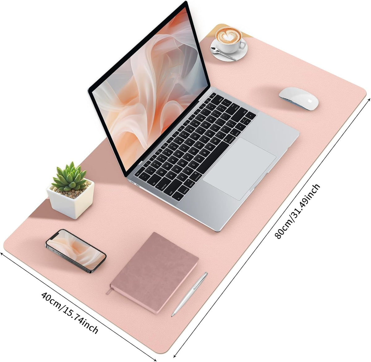 Pink Desk Mat, Waterproof Non-Slip Leather Desk Pad, Large Mouse Pad, Desk Writing Pad, Desk Mat for Keyboard and Mouse Desk Organizers and Accessories (31.5×15.7 Inches) - Image 4