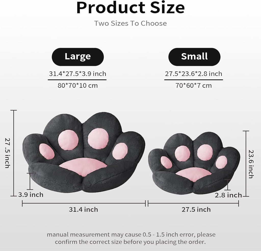 Ditucu Cat Paw Cushion Kawaii Chair Cushions 31.4 x 27.5 inch Cute Stuff Seat Pad Comfy Lazy Sofa Office Floor Pillow for Gaming Chairs Room Decor Black - Image 3