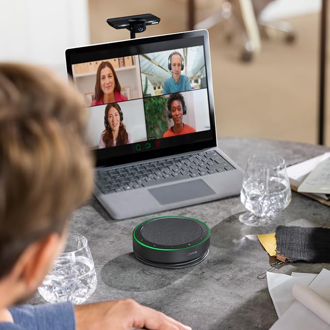 Jabra Speak2 75 SE (Second Edition) Wireless Bluetooth Speakerphone, Grey | 4 Noise-Cancelling Microphones, 65mm Full-Range Speaker, Linking Feature, USB-A and USB-C, Works with Zoom and Google Meet - Image 2