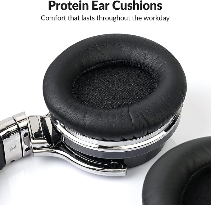 Silensys E7 Active Noise Cancelling Headphones Wireless Bluetooth Headphone with Microphone Deep Bass Over Ear, Comfortable Protein Earpads, 30 Hours Playtime for Travel/Work, Black - Image 4
