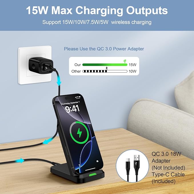 Samsung Wireless Charger Fast Charging Stand Desk Phone Station for Android Samsung Galaxy S26 Ultra/S25/S24/S23/S22/S21,15W Fast Wireless Charger Pad for Motorola Edge 2025/G Stylus 5G/G Power 2025 - Image 5