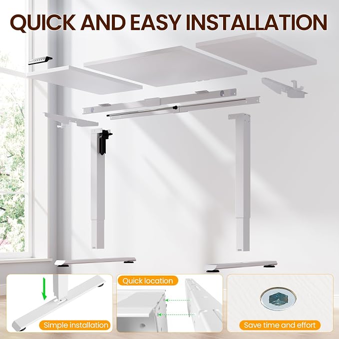 Veken 63" x 28" Super Large Standing Desk, Conference Room Tables, White | Height Adjustable Electric Computer Desk, Sit to Stand Up, Modern Workstation for Home Office, Writing, Gaming Study - Image 4