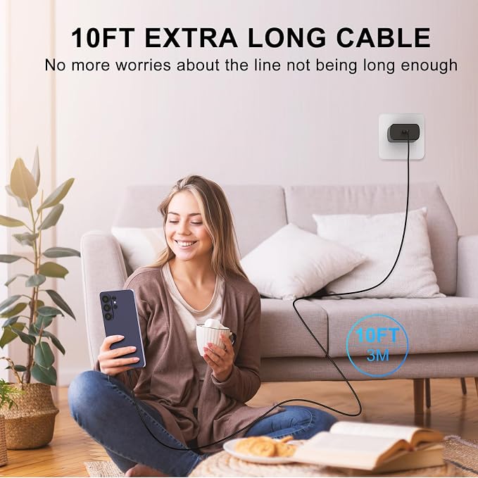 60W Super Fast Charger USB C, Type C Charger Fast Charging Android Phone Charger Block with 10FT USB C Chargers Fast Charging Cable Cord for Samsung Galaxy S26 Ultra/S26+/S26/S25Ultra/S25/S24-Black - Image 7