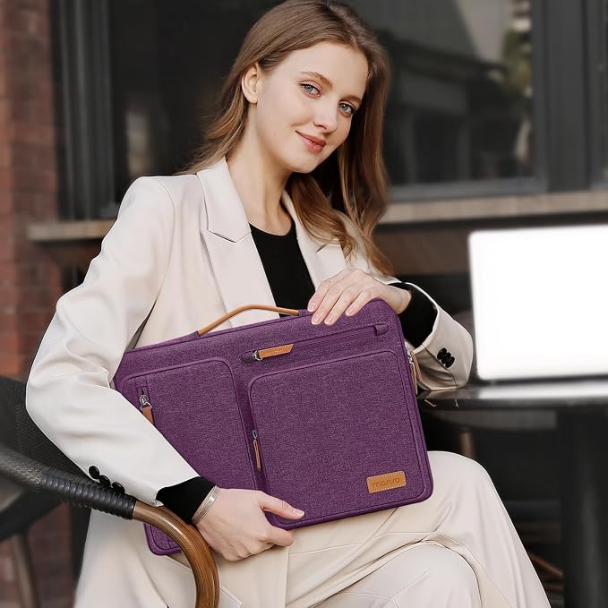 MOSISO 360 Protective Laptop Case 16 inch, 15-15.6 inch Laptop Sleeve | Compatible with MacBook Pro 16, HP Acer Dell Lenovo ASUS, Side Open Carrying Case with 4 Zipper Pockets, Argyle Purple - Image 6