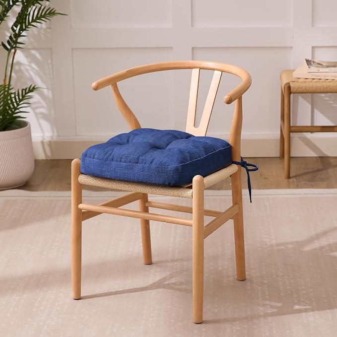 IASEAHK Chair Cushions, Dining Chair Cushions, Tufted Indoor Chair Pads, Set of 2, Navy Blue, 16.5'' x 16.5'' x 3.5'' - Image 2