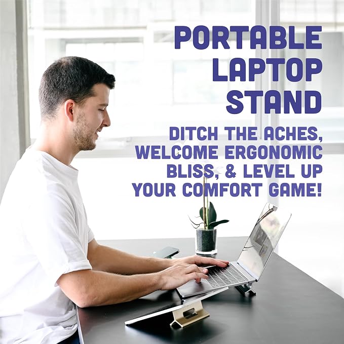 Steepy Portable Laptop Stand for Desk – Adjustable Height, & Portable Laptop Holder – Ergonomic Computer Stand for Cooling & Comfort – Slip-Proof, Sturdy Design – Universal Fit for 13-17 Inch Devices - Image 9
