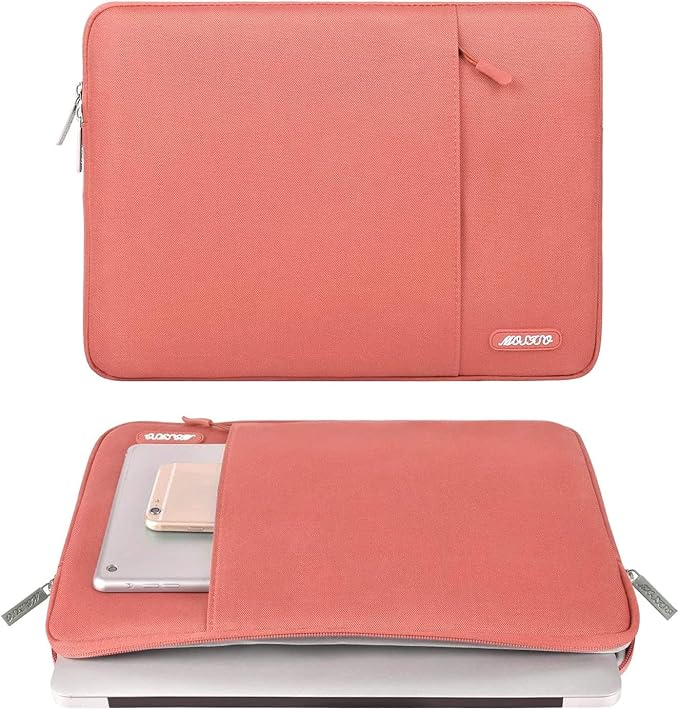 MOSISO Laptop Case 13 inch, Laptop Sleeve Bag with Pocket | Compatible with MacBook Neo A3404 2026/Air/Pro 13 M5/M4/M3/M2/M1 2026-2016, Polyester Vertical Computer Bag, Coral - Image 2