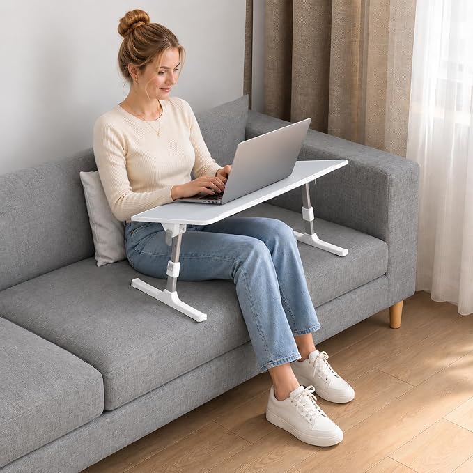 Adjustable Lap Desk, Foldable Laptop Desk for Bed, X-Large Lap Table | 23.6 x 15.7 Inches Bed Laptop Table, Laptop Stand for Couch & Sofa, Laptop Tray for Adults Writing Reading Eating, Gray - Image 3