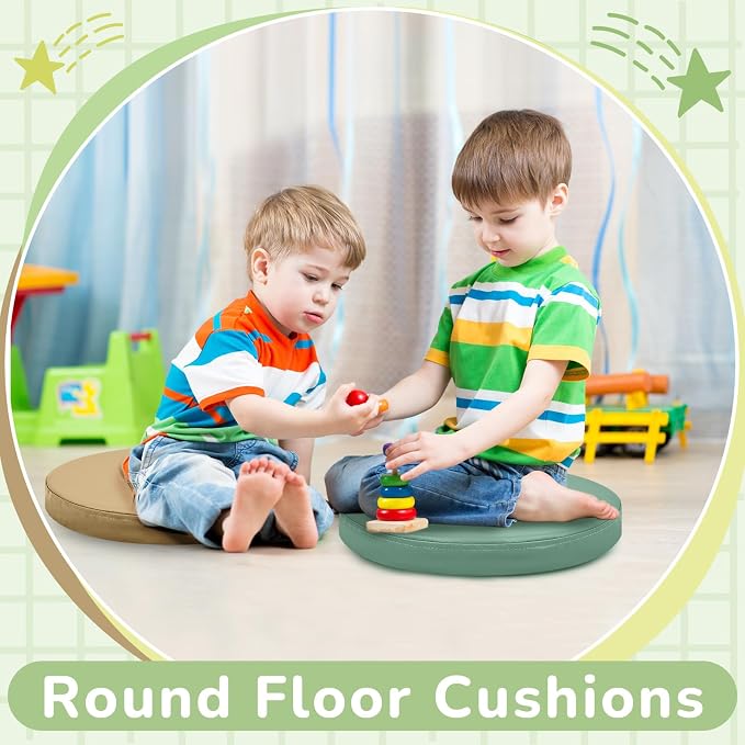 Juexica 8 Pcs Floor Cushions Kids,Matcha Color,13.8 X 13.8 X 2 Inch | Extra Thick 2" Flexible Seating Classroom, Assorted Colored Floor Pillow, Soft Round Cushions for Kids Students Office School - Image 4