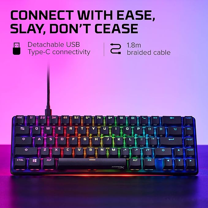 HyperX Alloy Origins 65 - Mechanical Gaming Keyboard – Compact 65% Form Factor - Tactile Aqua Switch - Double Shot PBT Keycaps - RGB LED Backlit - NGENUITY Software Compatible - Image 2