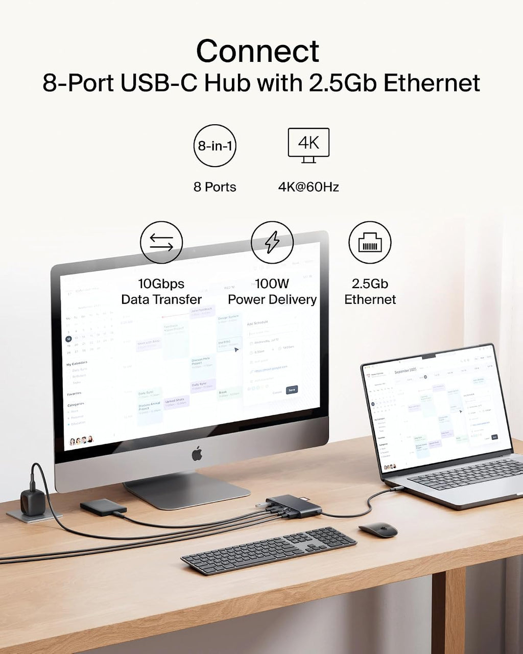 Belkin USB-C Hub 8-Port 4K HDMI 100W PD for Neo MacBook, Windows & More - Image 2