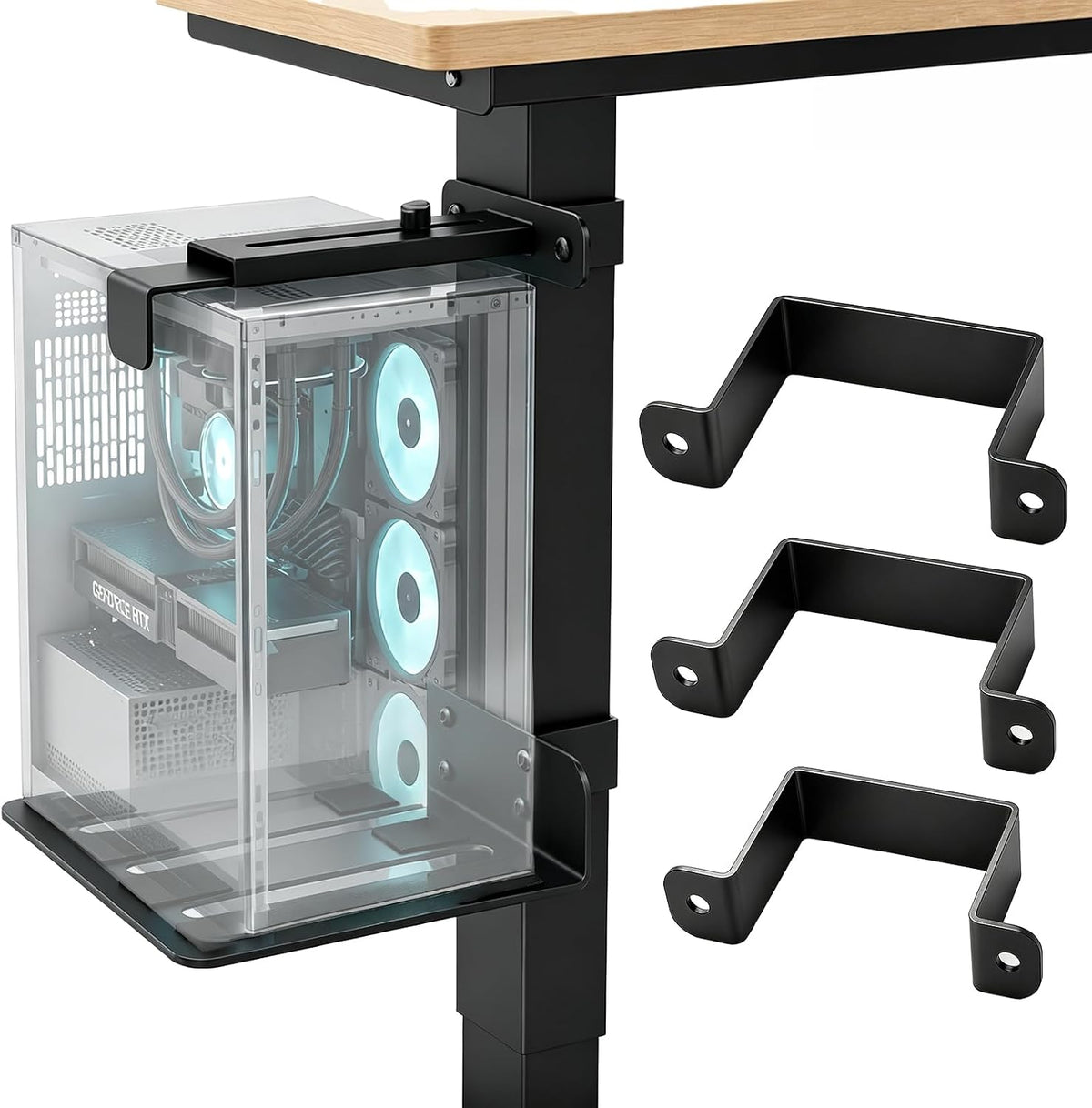 Adjustable Under Desk PC Mount, Width Adjustable from 5.7" to 9.8" by Zoease