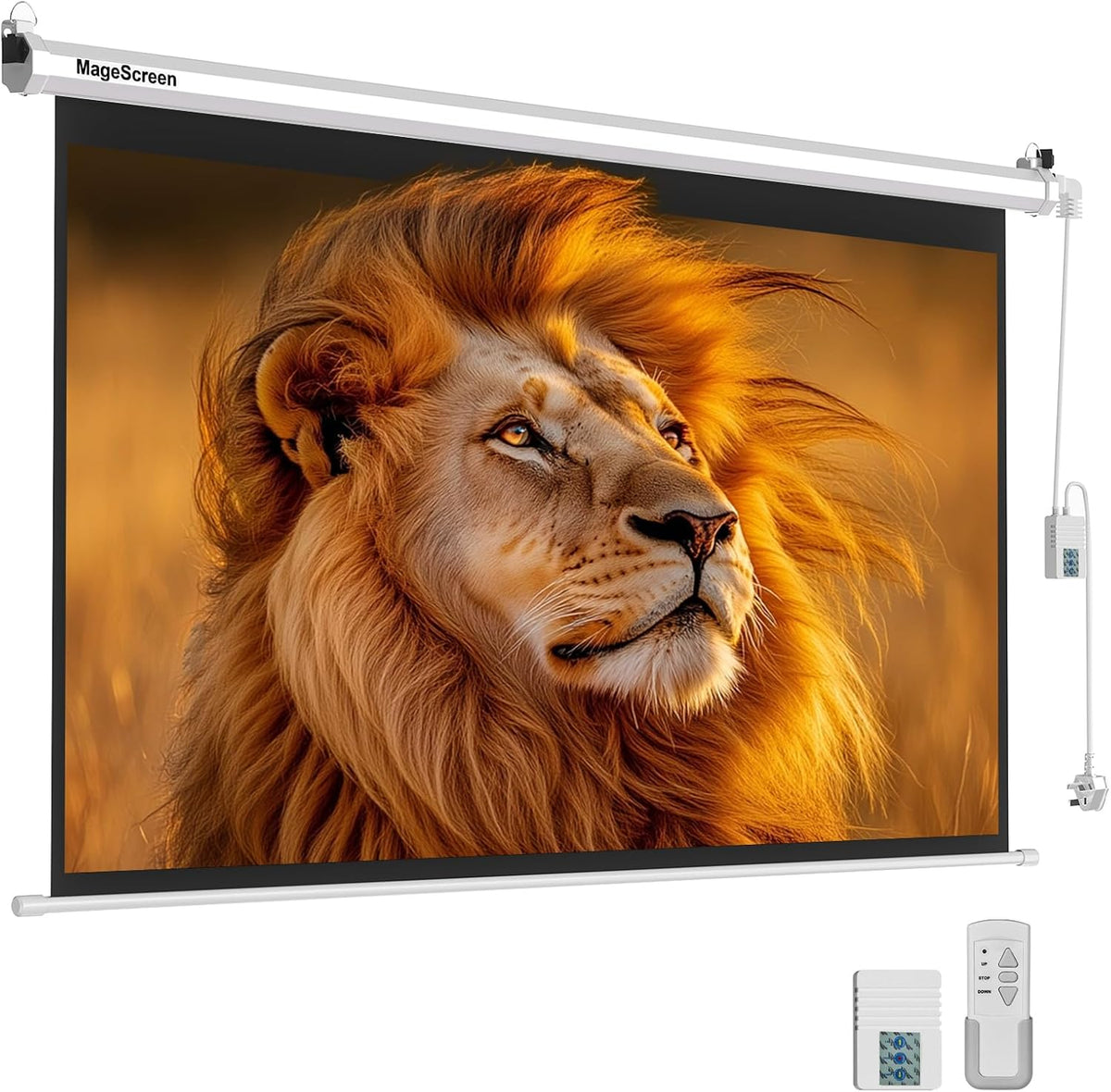 120" 16:9 Motorized Projector Screen with Dual-Side Power Inlet by MageScreen