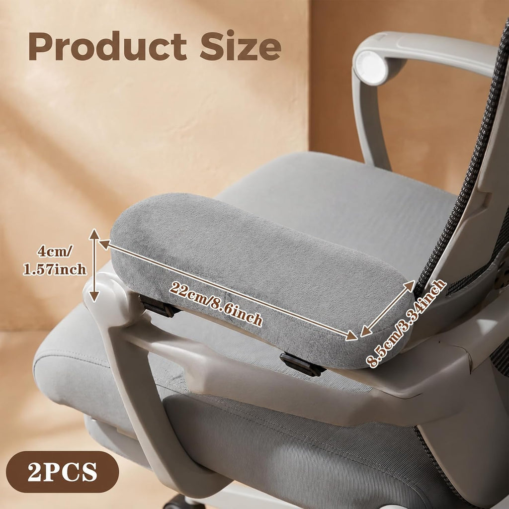 2 Pack Non-Slip Armrest Pads Ergonomic Thick Memory Foam Arm Pads for Office, Gaming Chairs (Grey) - Image 3